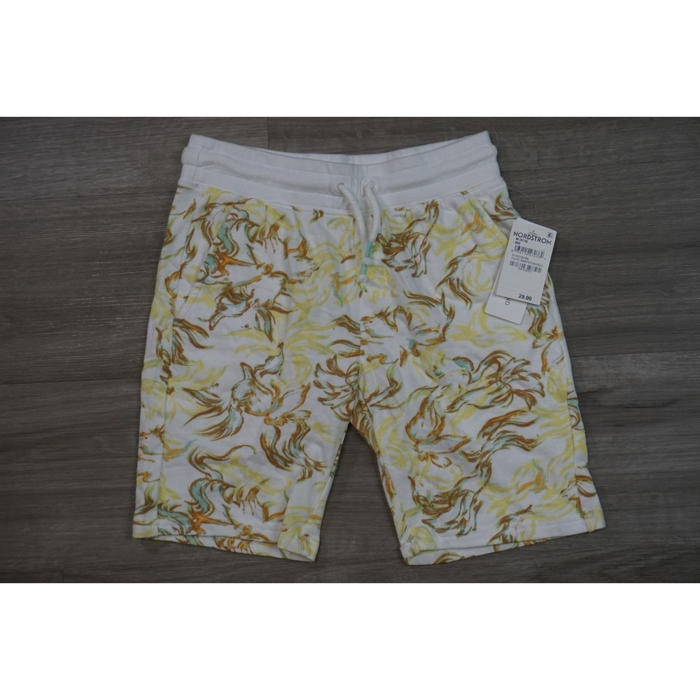 New Treasure & Bond Warped Marble Geometric‎ Sweat Shorts Boys 8/10 White Terry